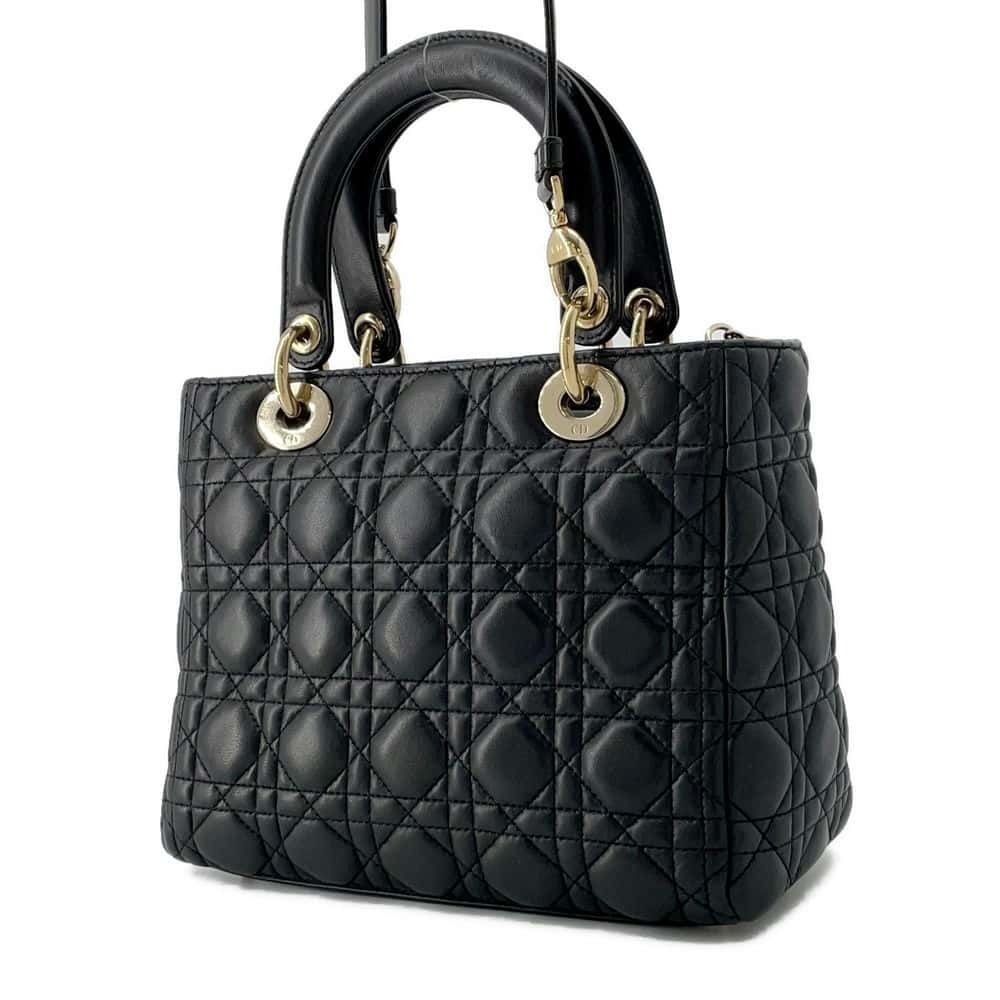 Christian Dior Lady Dior Cannage Shoulder Bag Black - Picture 2 of 11